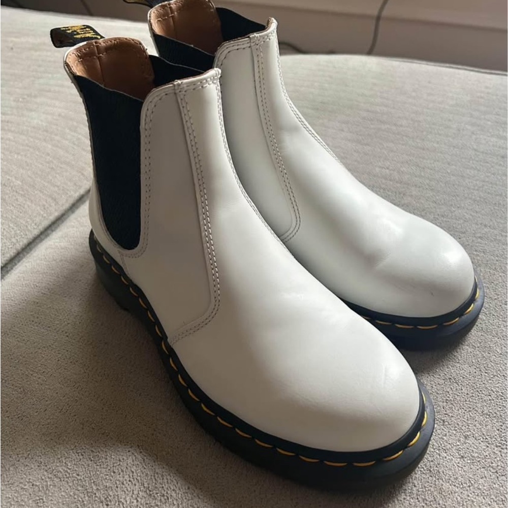 Dr. Martens White and Black Chelsea Boots